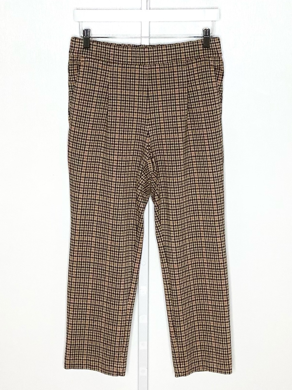 Ann Taylor | Tan/Black/Brown/Pink Houndstooth Plaid Pull-On Dress Pants Sz MP